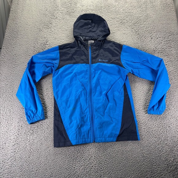 Columbia Other - Columbia Windbreaker Jacket Boys XL Blue Nylon Long Sleeve Full Zip Hooded